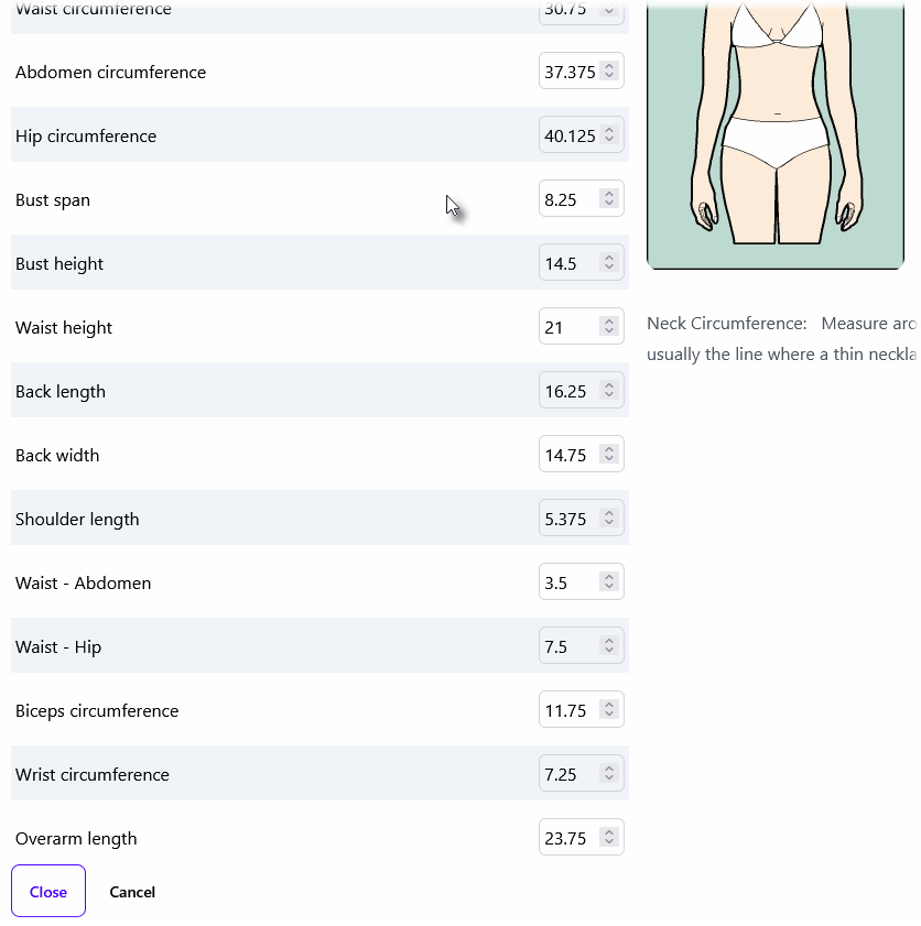 Select measurement table